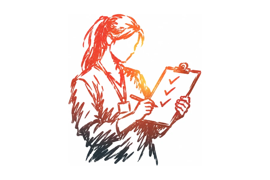 Illustration of organised information and practical tools for a service worker
